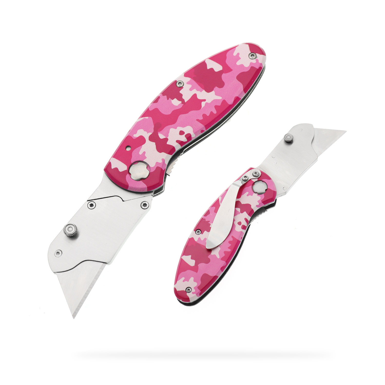 Manufacturers wholesale stainless steel folding utility knife aluminum alloy handle 3D printing pattern outdoor camping portable pocket