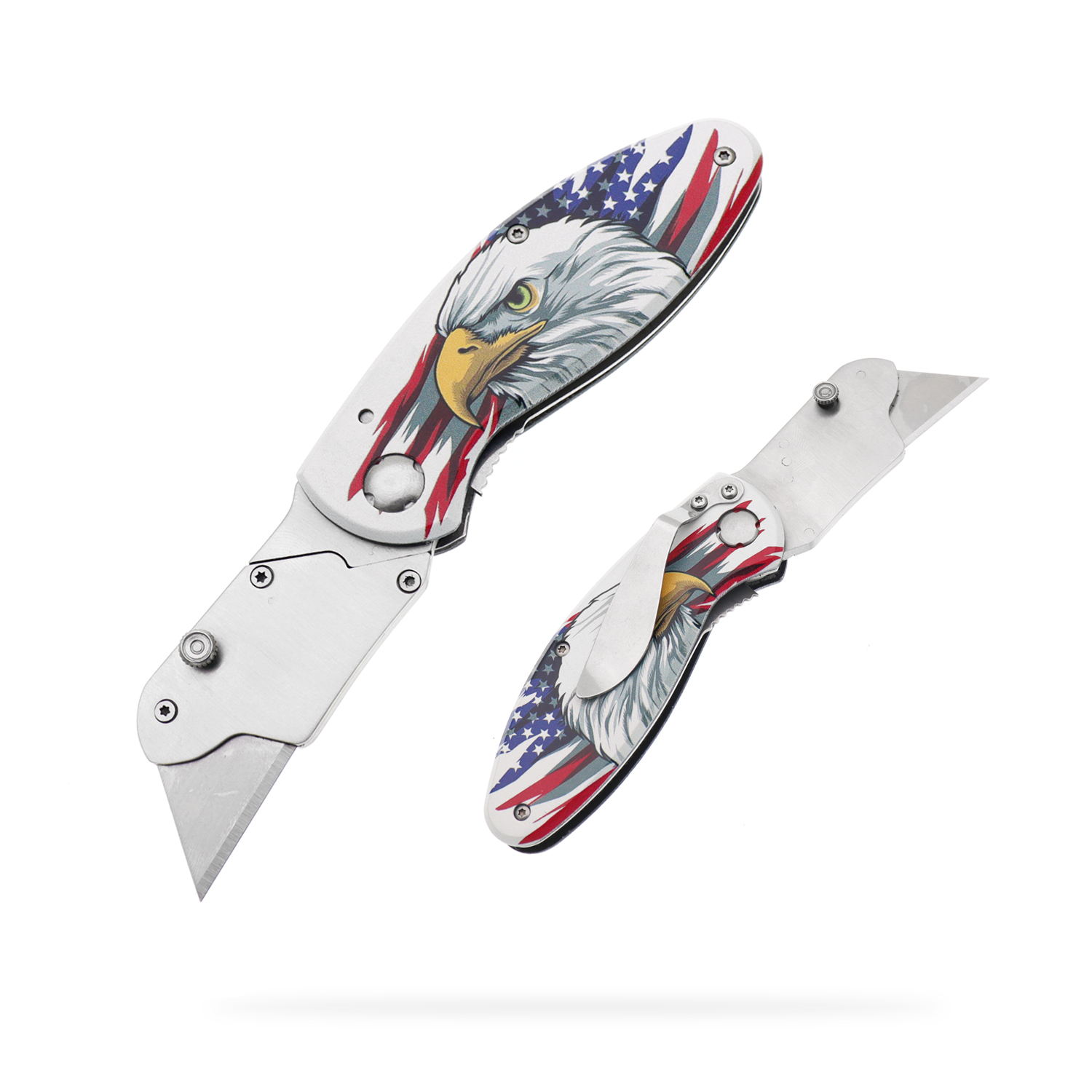 Manufacturers wholesale stainless steel folding utility knife aluminum alloy handle 3D printing pattern outdoor camping portable pocket