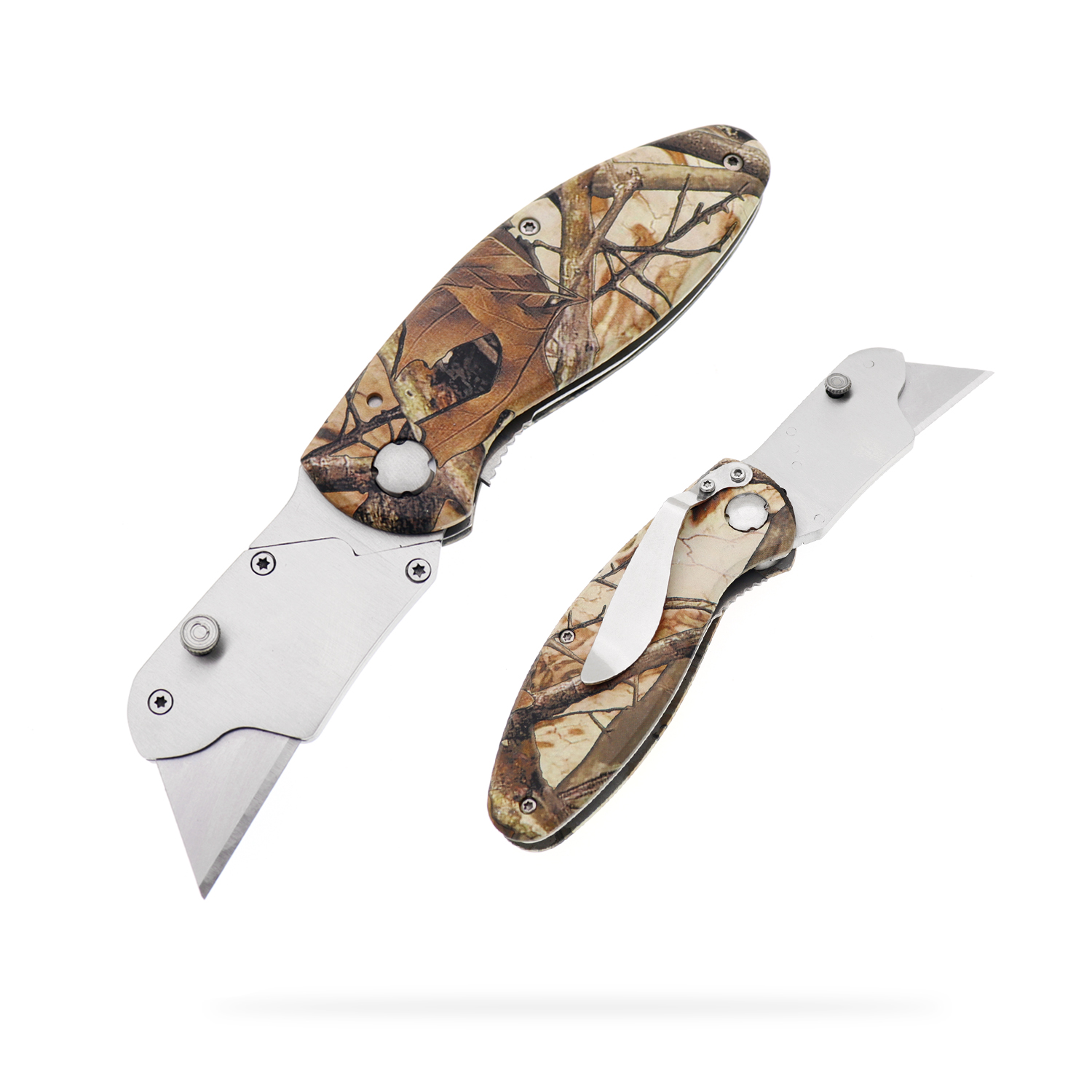 Manufacturers wholesale stainless steel folding utility knife aluminum alloy handle 3D printing pattern outdoor camping portable pocket