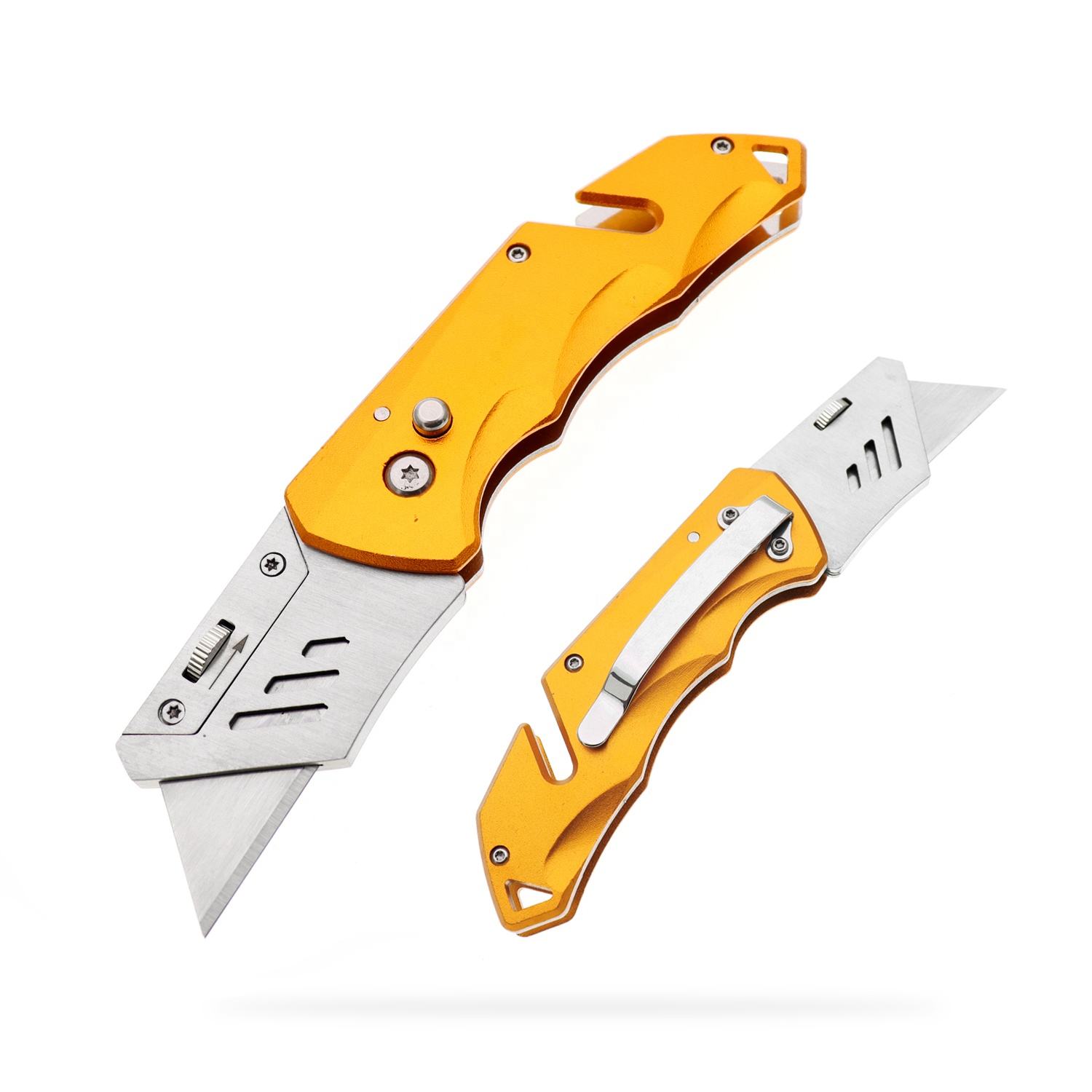 Utility Knife, Yangjiang Jinlangda, Manufacturer, Utility Knife Folding Pocket Knives Compact Portable Handy Box Cutter Knife Orange Painting UV Print Custom LOGO OEM hand tool